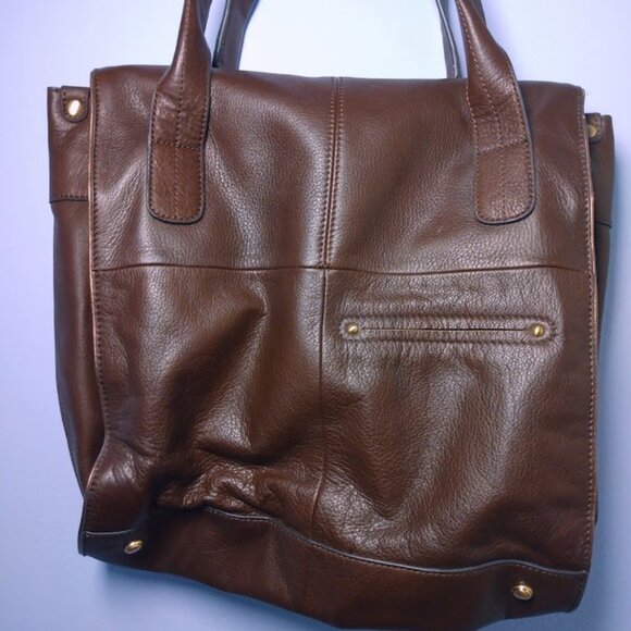 B Makowsky Chocolate Mocha Brown Leather Messenger Style Shoulder Bag - Picture 2 of 16